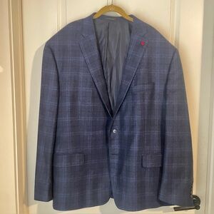 TailoRED Loro Piana New Zealand Merino Wool Plaid Blue sport coat Blazer 52R